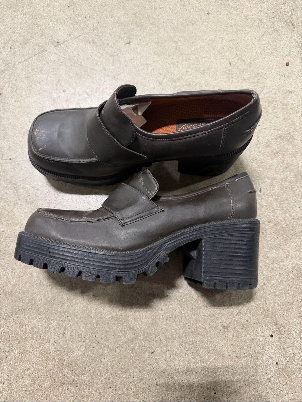Vintage Lower East Side Brown Chunky Platform Loafers – Size 8.5 y2k 2000s